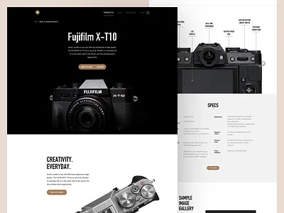Camera product page camera cart digital features fuji presentation product specs