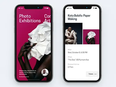Event guide dark event figma grid ios11 iphonex minimal minimalism mobile photo screen ui