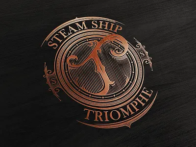 Steam Ship Triomphe - logo basley boat calligraphy french handlettering lettering logo oldschool steam t triomphe vintage