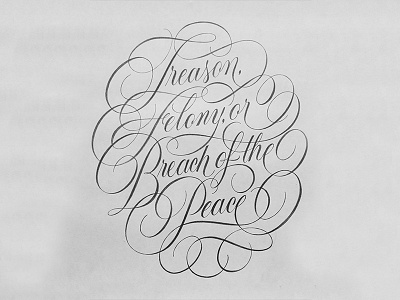 Breach of Peace Sketch cartouche constitution flourishes handlettering lettering pencil sketch swashes