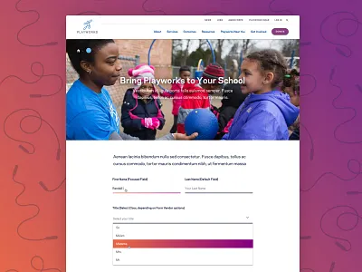 Bring Playworks To Your School children education flexible layouts nonprofit play recess resources ui design web design