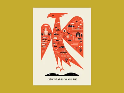 North Bay Fires bird fire illustration phoenix