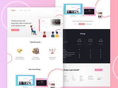 Tapenet Landing-page app design desktop icons landing page movie netflix responsive tape ui ux web