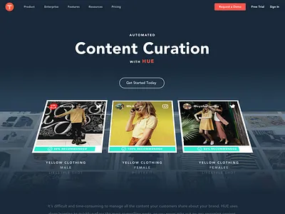 HUE by TINT b2b homepage marketing product product page social post startup ugc user generated content web web design webpage