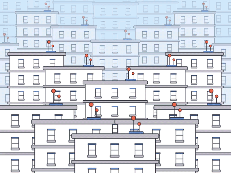 City Growth Gif 2600hz after effect animation branding buildings city communications design gif illustration illustration art kazoo motion motion graphics tech telco telecom telecommunication vector web