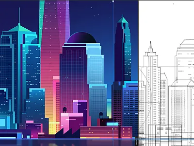 serverlessconf new-york process 1 affinity future hacker illustration light neon night process retro trystram tuto vector