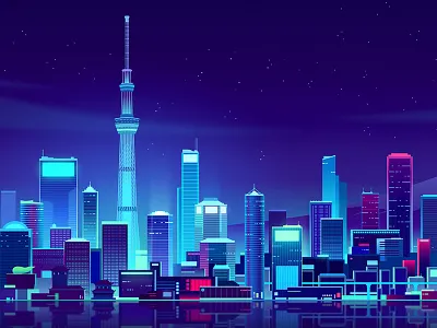 serverlessconf tokyo affinity future hacker illustration light neon night process retro trystram tuto vector