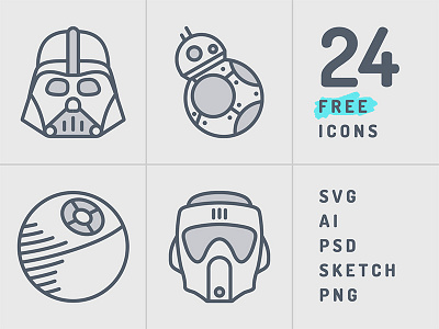 Starwars Icon Set ai download flat free freebie icon png psd set sketch star wars svg