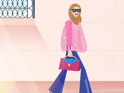 Parisian street style clothes fashion french girly illustration paris pink