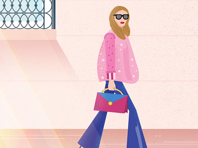 Parisian street style clothes fashion french girly illustration paris pink