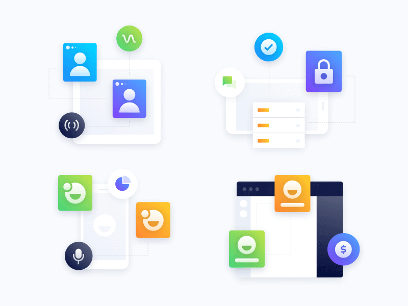 Voxeet Illustrations audio calling clean conference gradient hd icon set illustrations sdk simple sound video