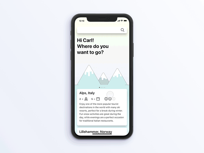 Travel Guide animation iphonex motion prd principle prototype sketch travel ui uplabs