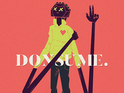 Donsume. character donsume experiment illustration poster