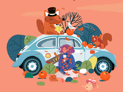 Cold autumn illustration