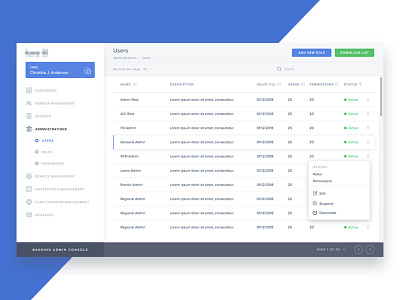 Banking Admin Console banking clean dashboard minimal ui web