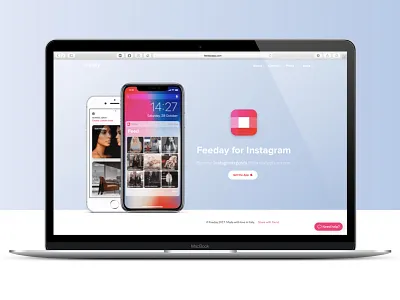 Fresh website update 3.0 app feeday feedayapp instagram ios11 iphonex landing one page website widget