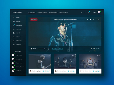 Event Streaming App application dark desktop interface mobile movie music saas shoes streaming ui ux video