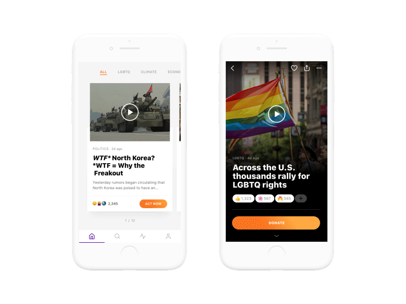 Community iOS App Concept ales nesetril cards community app donate interaction news social strv take action video video post