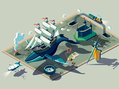 Apple animals apple boardgame conceptual digital gaming illustration surreal technology transport vector