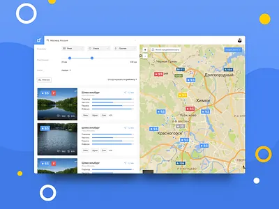 Deep Fish places card filter fishing interface listing map social tourist travel ui web