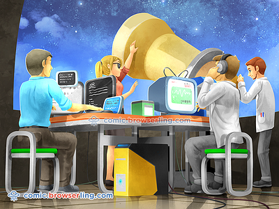 Computers and Astronomy astronomy browserling comic computer computers dijkstra edsger dijkstra quote telescope telescopes