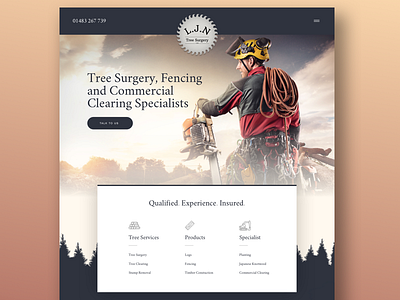 LJN Tree Surgery branding design homepage layout lumberjack tree tree surgery website