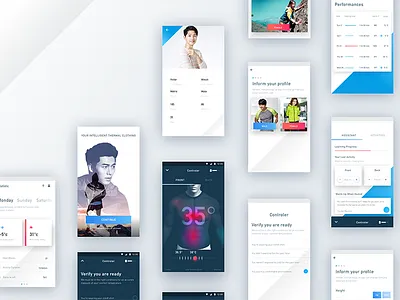 Clim8 & K2 "thermal Clothing" App android app clothing ios iphone minimal wear white