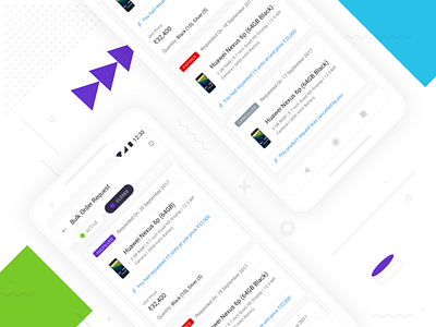 Closed Bulk Order Requests on Shotang App android app blue design green mobile sketch type typography ui ux white