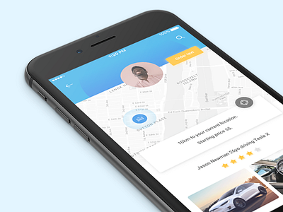 Daily UI #06 - Profile 006 06 blue car challenge dailyui interface mobile taxi tesla ui ux