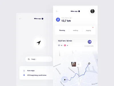 Miles App app distance flat ios korea location map miles mobile search ui