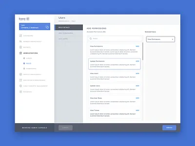 Add Permissions - Banking Admin clean minimal ui ux web