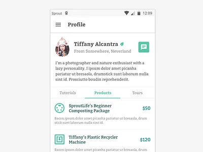 #DailyUI :: 006 - User Profile app design dailyui form green material minimalist user profile