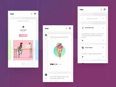 App Feed - Layouts android app app design concept feed hero interaction design iphone layout profile sleek ui