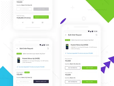 Bulk Order Request Details Screen on Shotang App android app blue design green mobile sketch type typography ui ux white