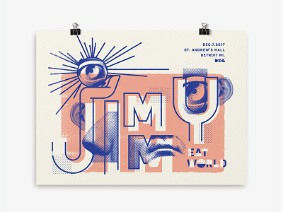 Jimmy Eat World Gig Poster blue ear eye gig poster grunge mouth music pattern spirit of detroit texture