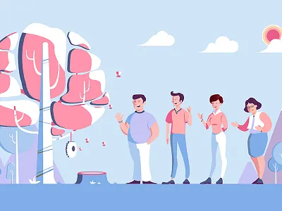 HALLO BEE! bee gydient human illustration nature team tree