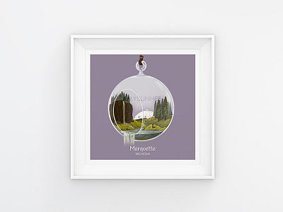 Michigan Terrarium #2 digital drawing illustration marquette michigan plants terrarium