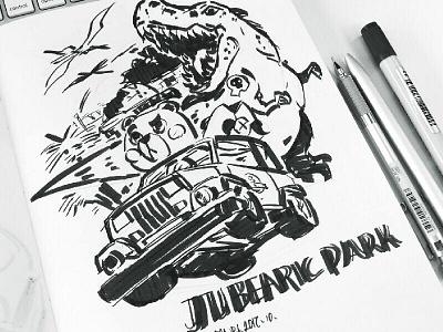 JuBearic Park sketch bear jurassicpark sketch