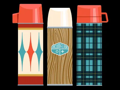 Vintage Vacuum Flasks autumn cold fall flask hot pattern plaid thermos vintage