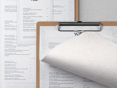 Watr Restaurant Menus branding menu print restaurant type typography water