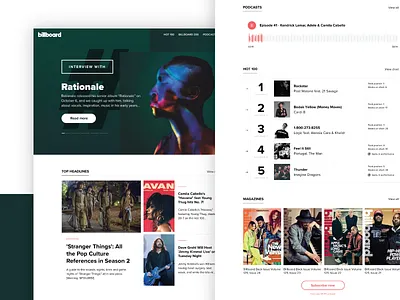 Billboard Redesign blog chart colors dribbble gradients hero landing page music news ui ux website