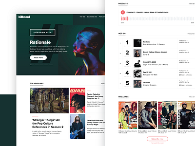 Billboard Redesign blog chart colors dribbble gradients hero landing page music news ui ux website