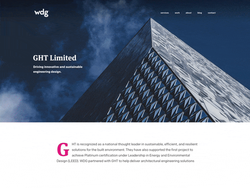 GHT Study agency architecture big typography building case study construction engineering large type presentation project view web design work display