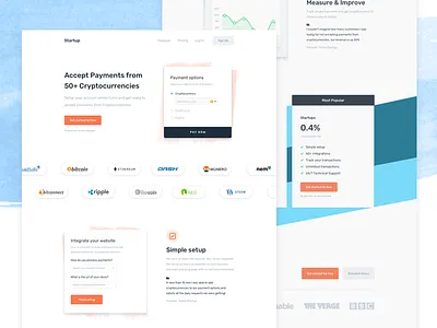Cryptocurrency Payment Landing Page bitcoin blue clean cryptocurriency header landing landing page orange payments ux web website