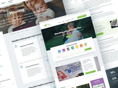 Website Design Jamming army blue and yellow design charity design family handsup homepage ui ux web website