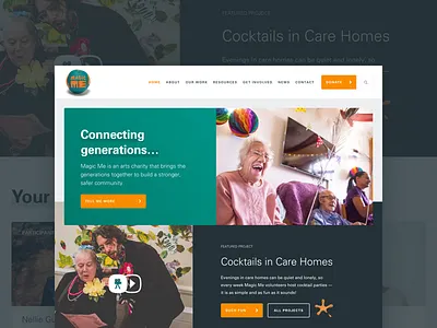 Arts Charity - Connecting Generations blue and yellow design charity clean design flat friendly generations plasticine website