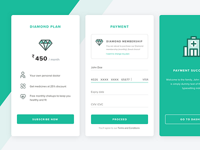 Payment flow app design medical mockup payment ui ux