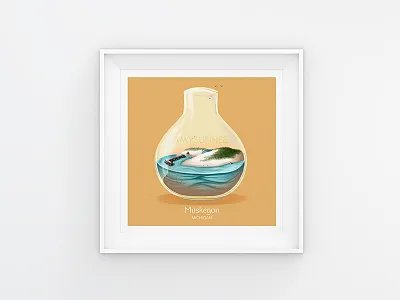 Michigan Terrarium #3 digital drawing illustration michigan muskegon plants terrarium