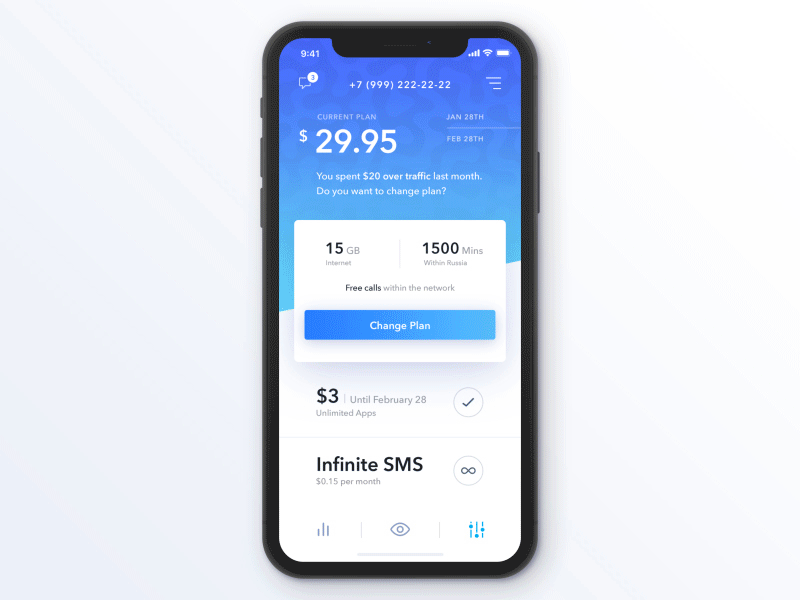 🤓 Yota Mobile Network Operator - Support animation app chat interaction ios iphone x map material message network ui ux