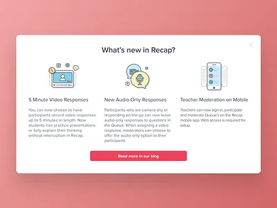What's new popup clean design icon new popup recap school ui web
